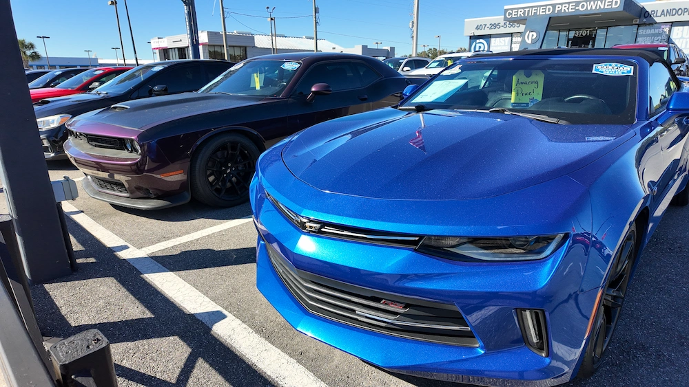 Fast cars for sale in Orlando FL at Orlando Preowned — sports cars, muscle cars, performance sedans and EVs, 125-point inspected, 3701 W Colonial Drive