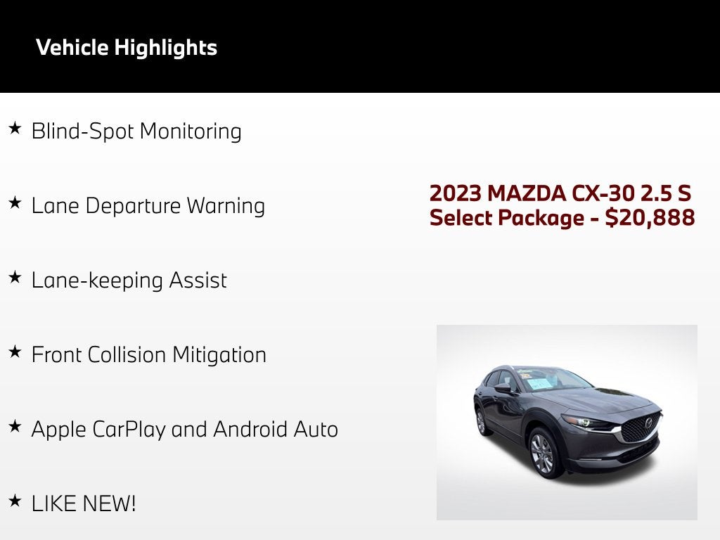 2023 Mazda Mazda CX-30 2.5 S Select Package