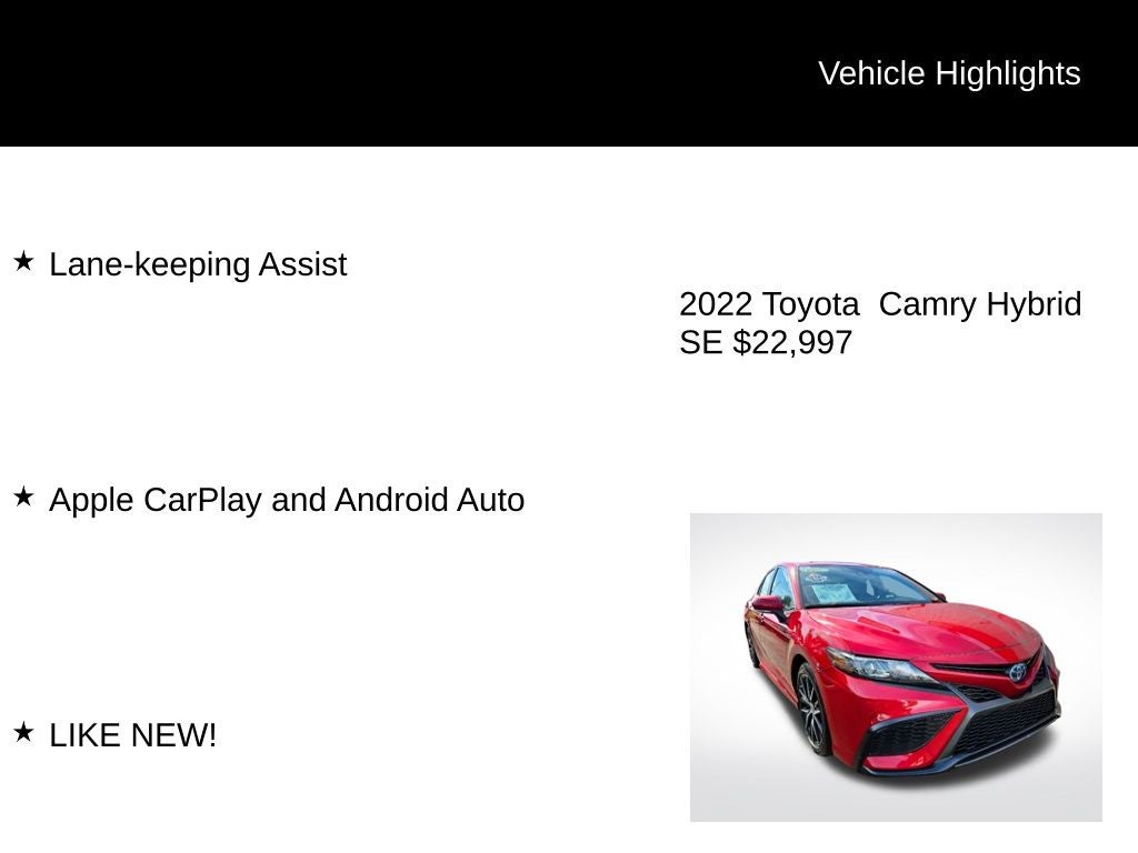 2022 Toyota Camry Hybrid Hybrid SE