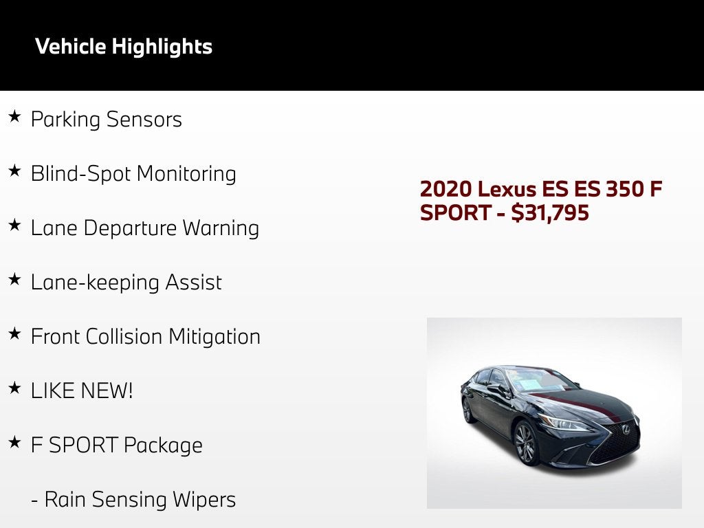 2020 Lexus ES 350 F Sport