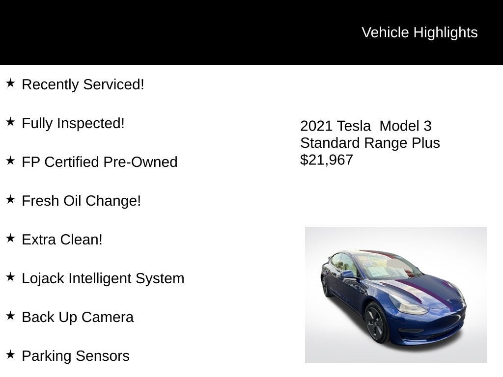 2021 Tesla Model 3 Standard Range Plus