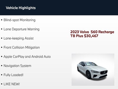 2023 Volvo S60 Recharge Plug-In Hybrid T8 Plus Dark Theme
