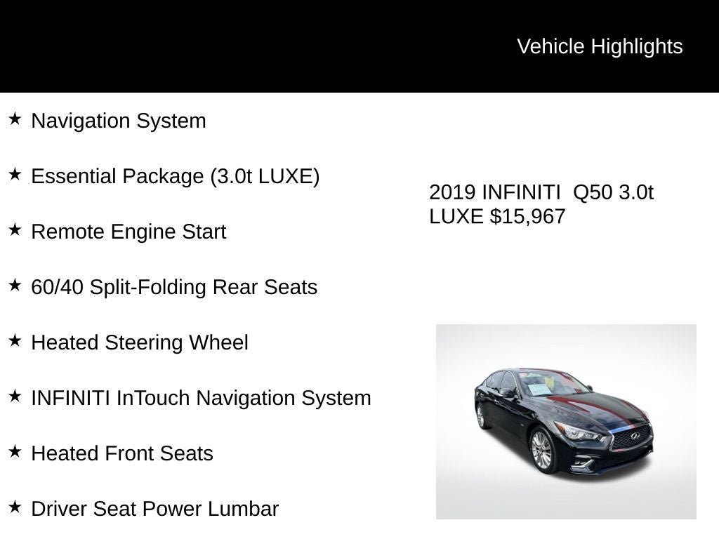 2019 INFINITI Q50 3.0t LUXE