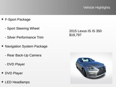 2015 Lexus IS 350 F-Sport