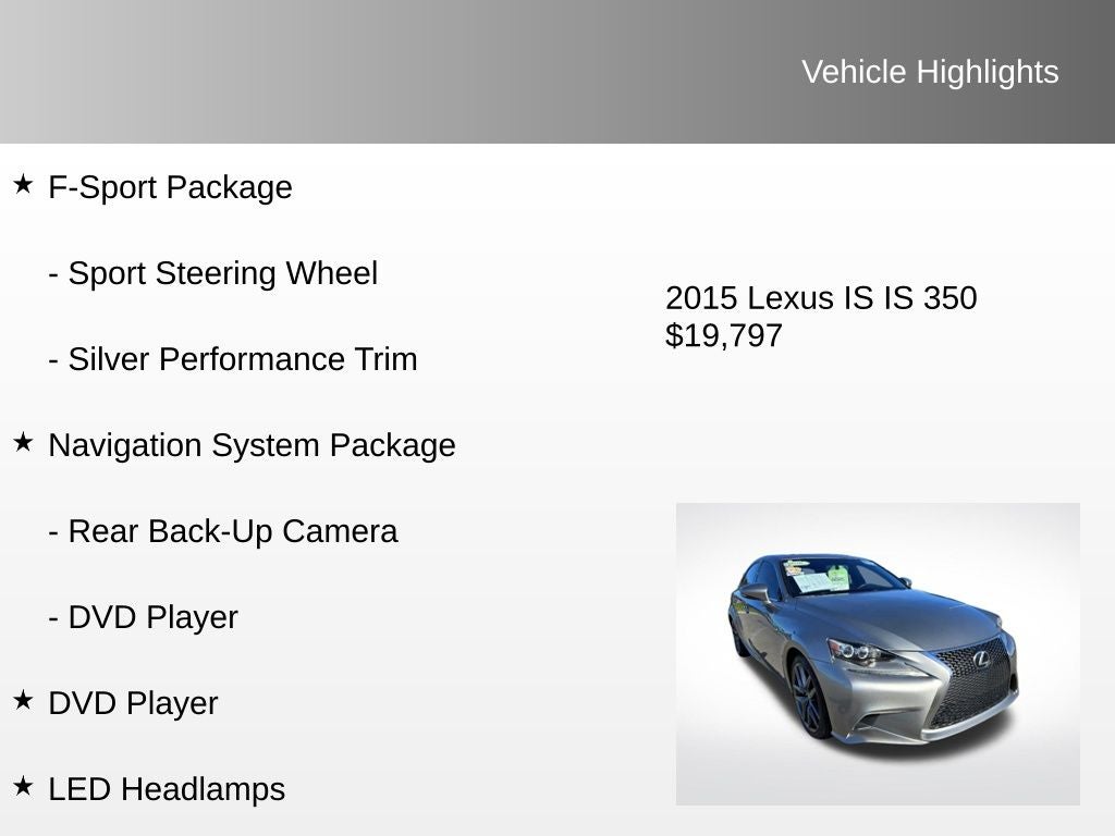 2015 Lexus IS 350 F-Sport