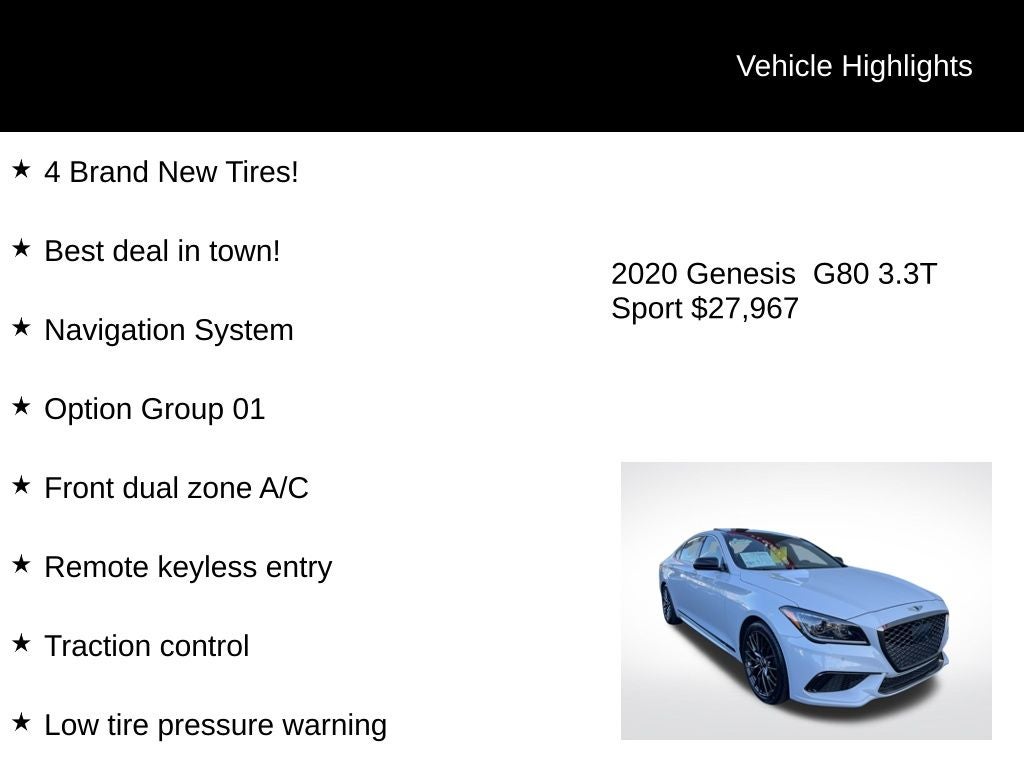 2020 Genesis G80 3.3T Sport