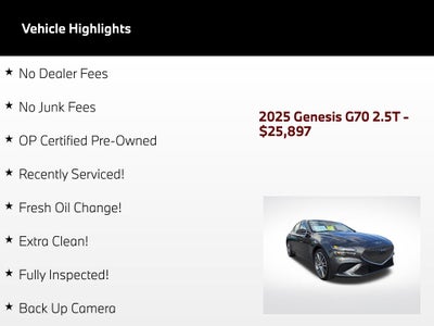 2025 Genesis G70 2.5T