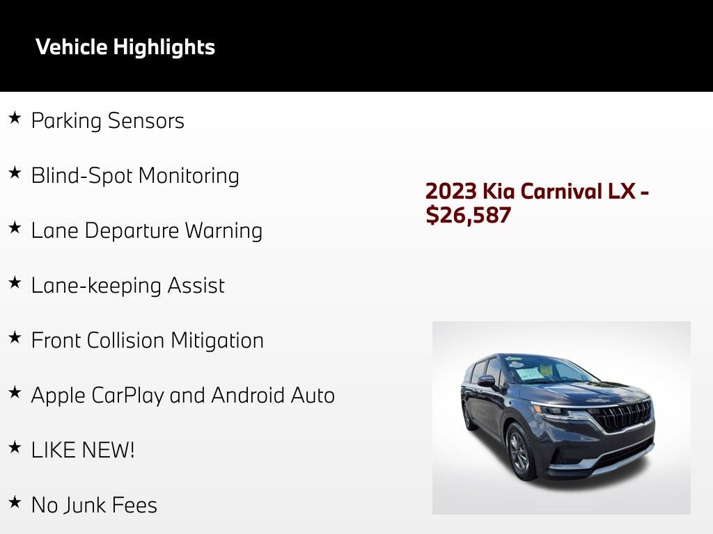 2023 Kia Carnival LX Seat Package