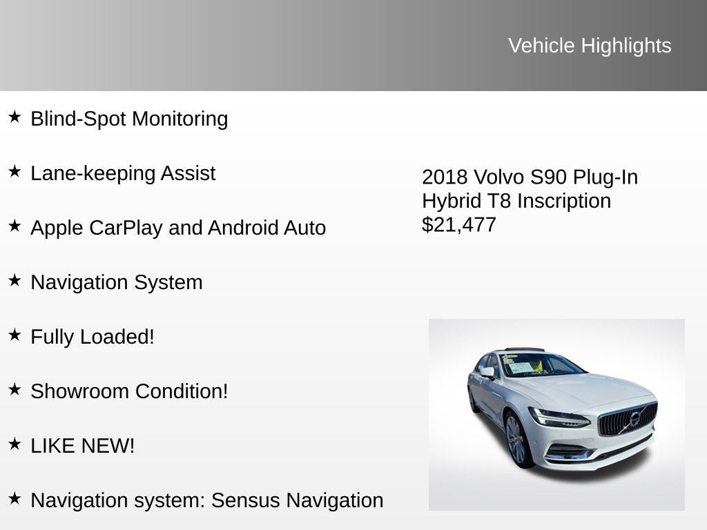 2018 Volvo S90 Hybrid T8 Inscription