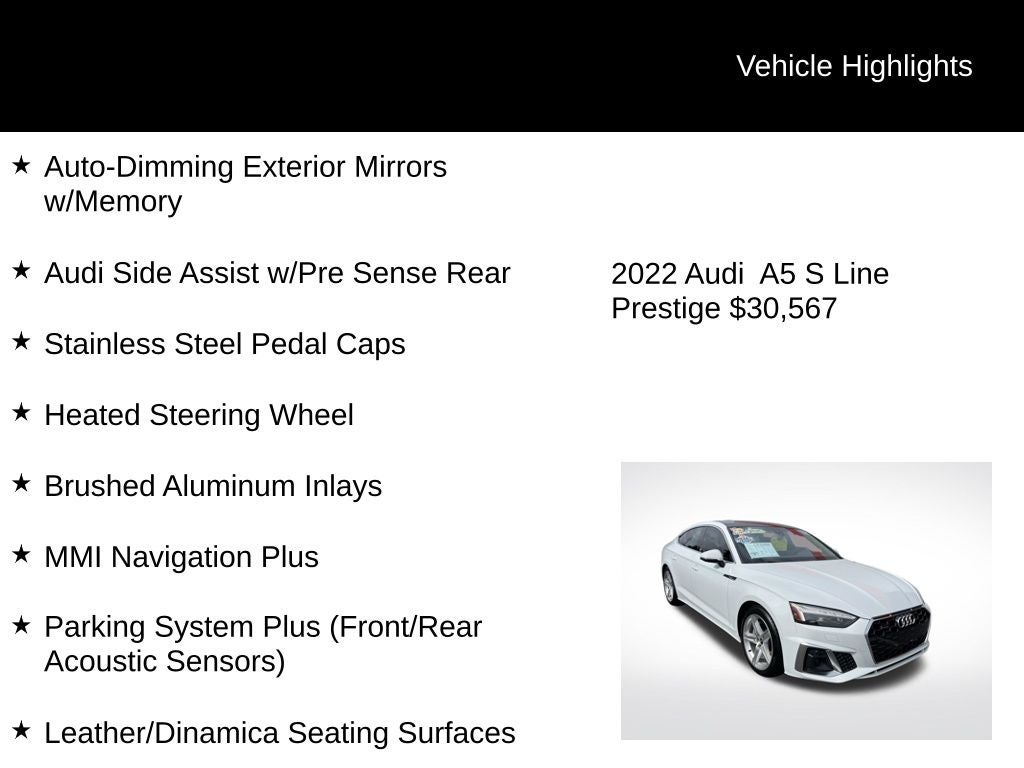 2022 Audi A5 Sportback Prestige S Line quattro