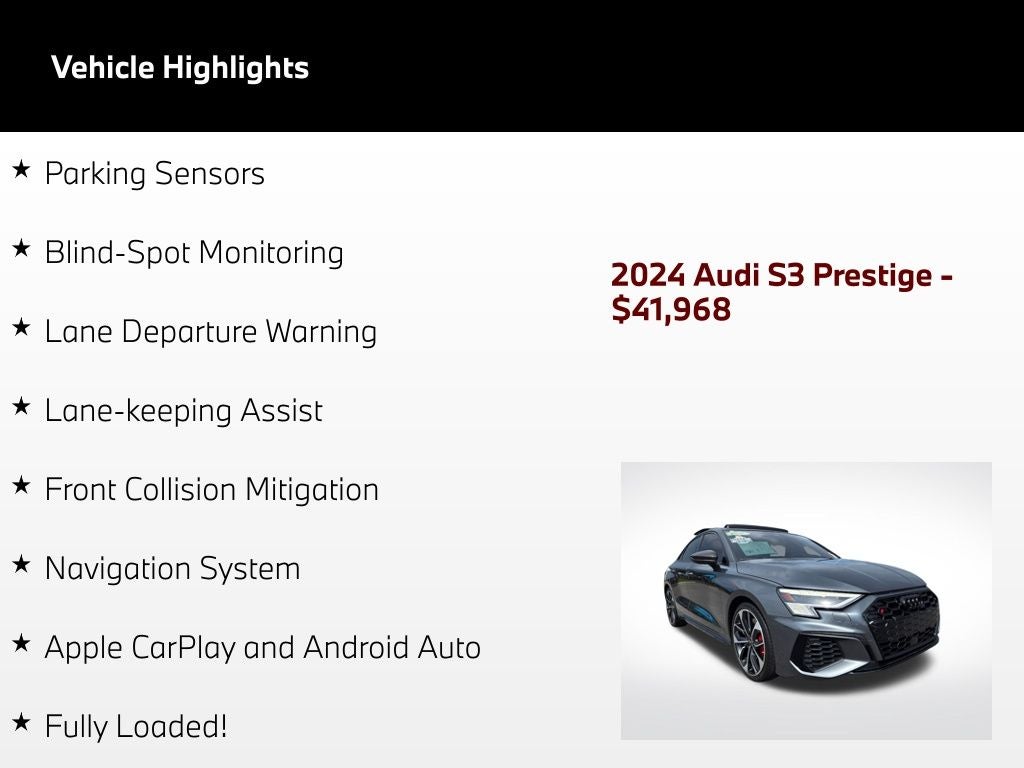 2024 Audi S3 2.0T Prestige quattro