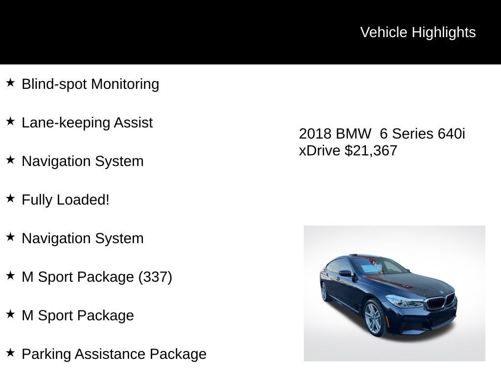 2018 BMW 6 Series 640 Gran Turismo i xDrive