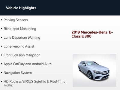 2019 Mercedes-Benz E-Class E 300