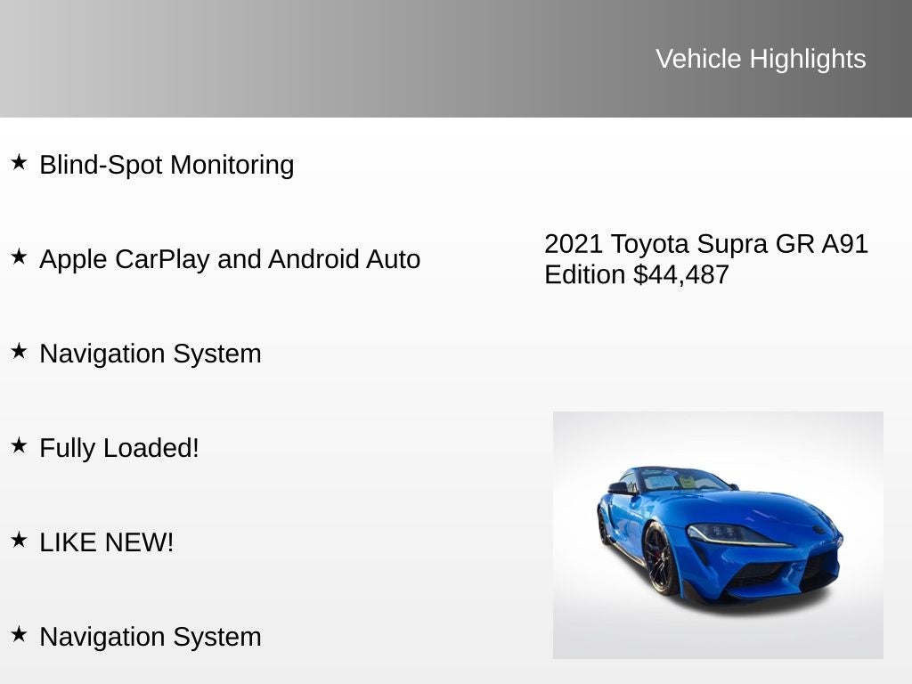 2021 Toyota Supra A91 Edition